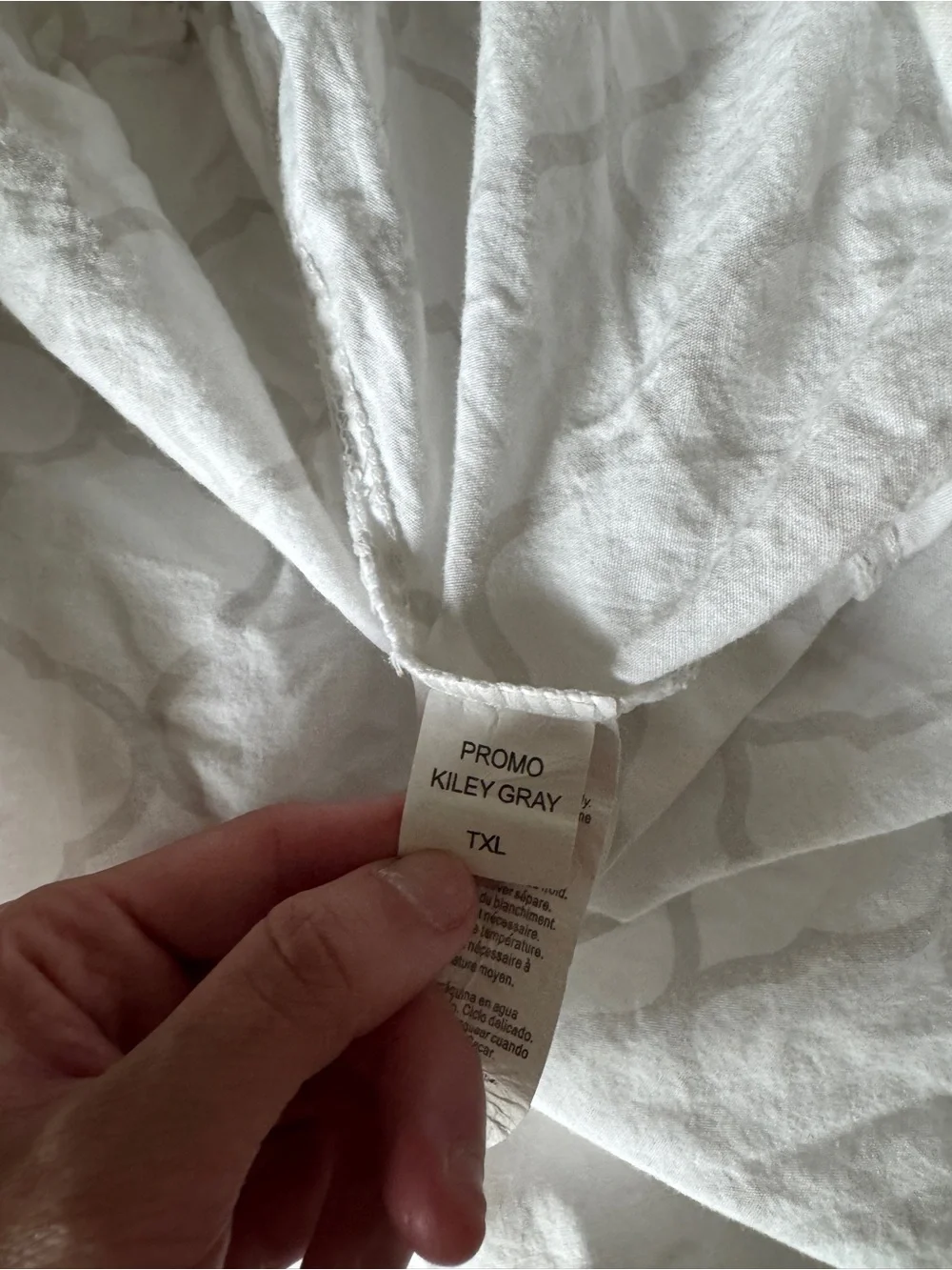 Twin XL Fitted Sheet 100% Cotton Grey Trellis Print White Quatrefoil Bedding TXL